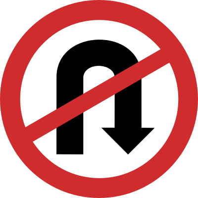 No U-Turn road sign