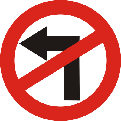 No Left Turn road sign