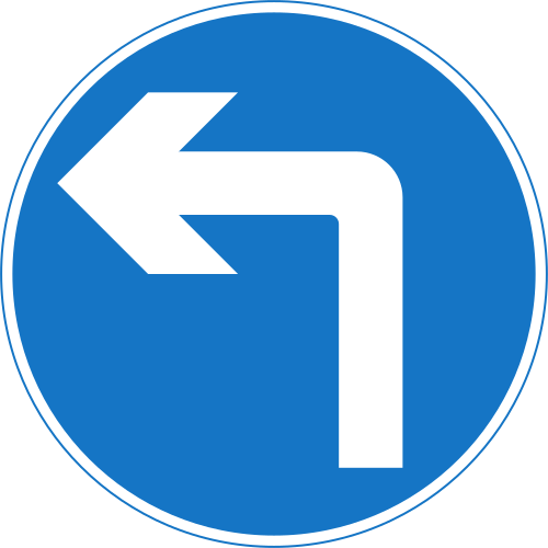 Turn Left Ahead road sign