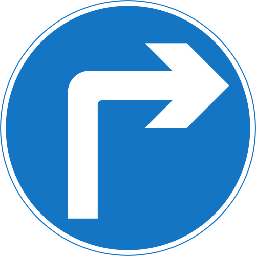 Turn Right Ahead road sign