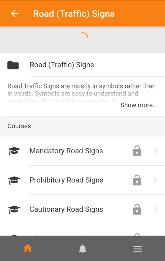 Courses with lock icon